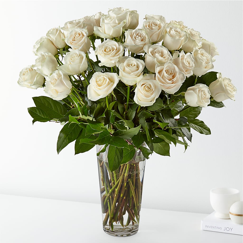 Long Stem White Rose Bouquet – SYLVIA'S FLORIST, Antioch CA