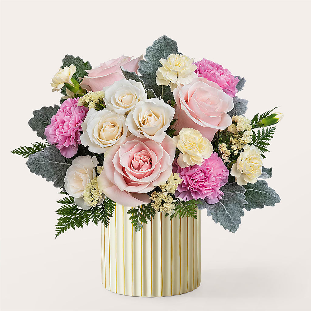Blissful Moments Bouquet with Ivory Vase – SYLVIA'S FLORIST, Antioch CA