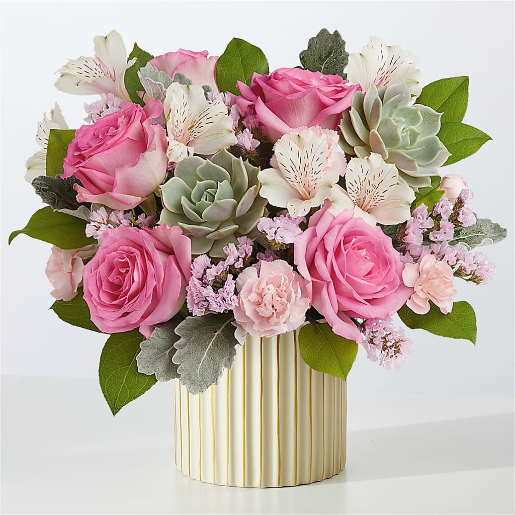 Dusty Rose Bouquet with Ivory Vase – SYLVIA'S FLORIST, Antioch CA