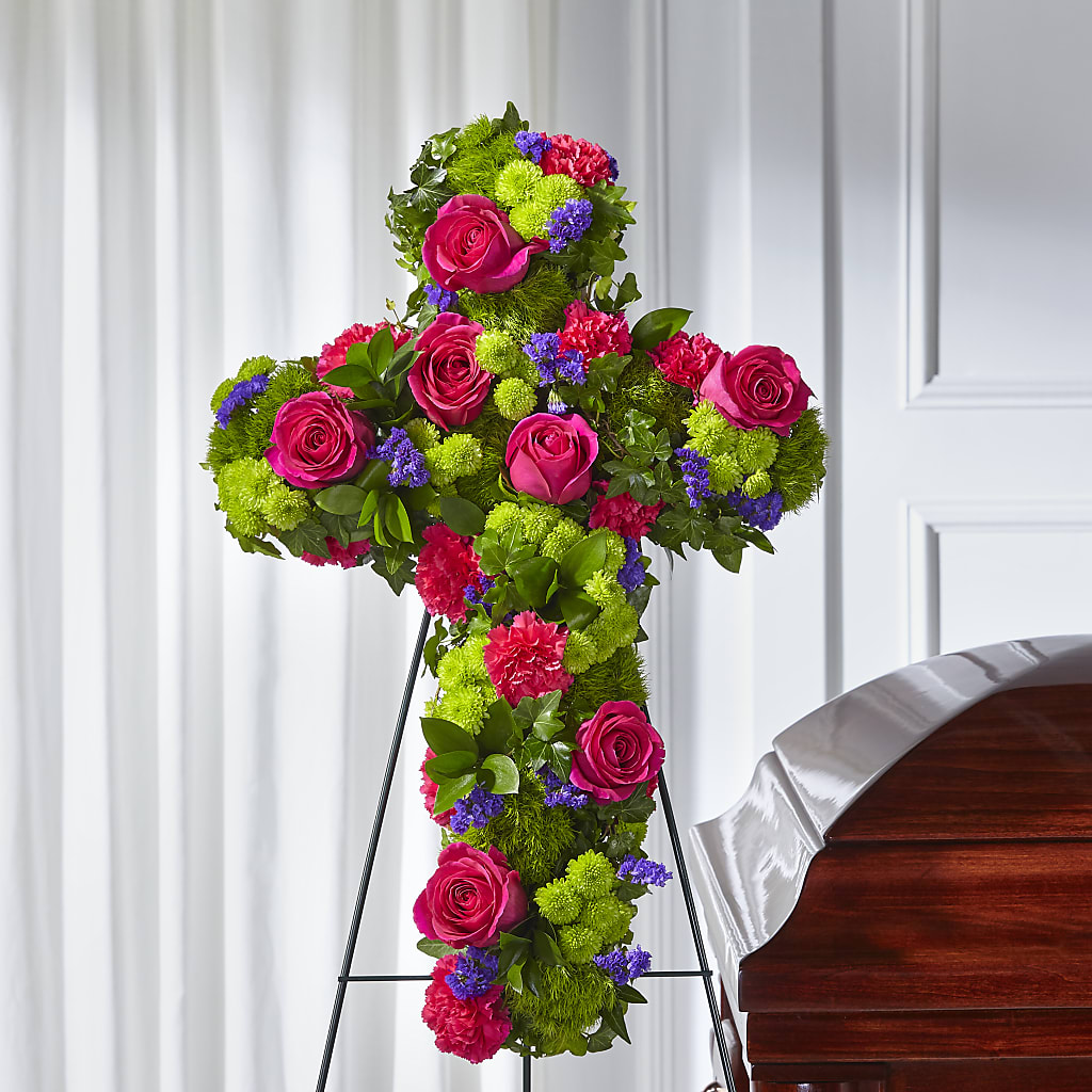 Tribute Rose Floral Cross – SYLVIA'S FLORIST, Antioch CA