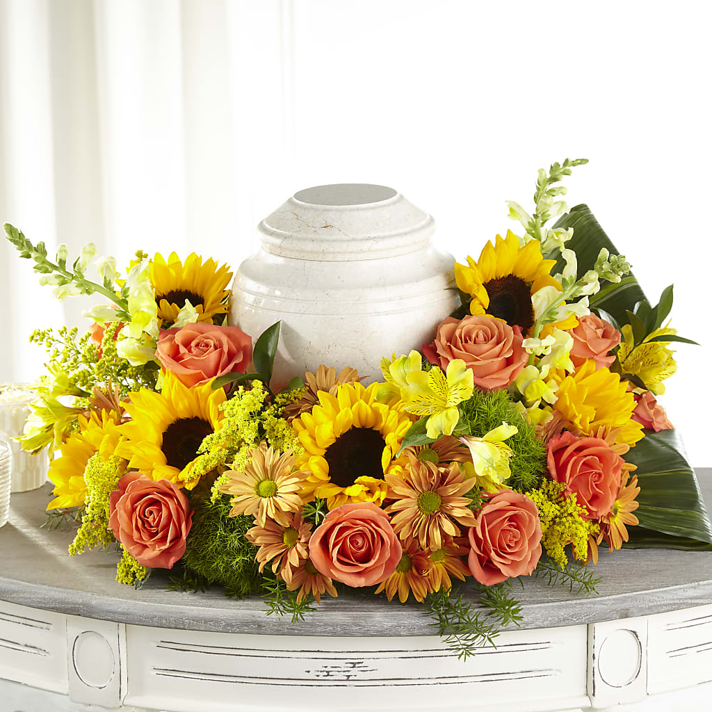 Faithful Sunflower Cremation Adornment – SYLVIA'S FLORIST, Antioch CA