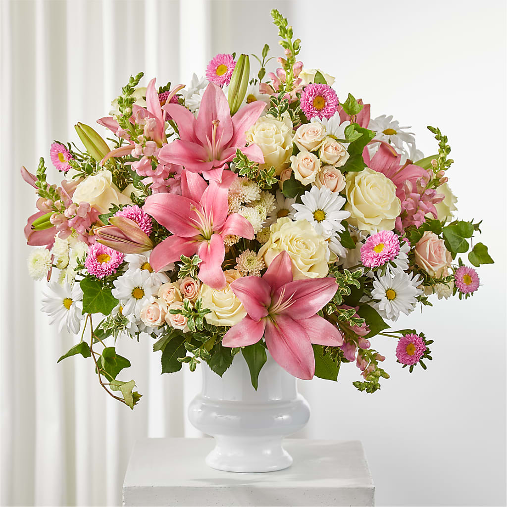 Empathetic Blooms Urn Arrangement – SYLVIA'S FLORIST, Antioch CA