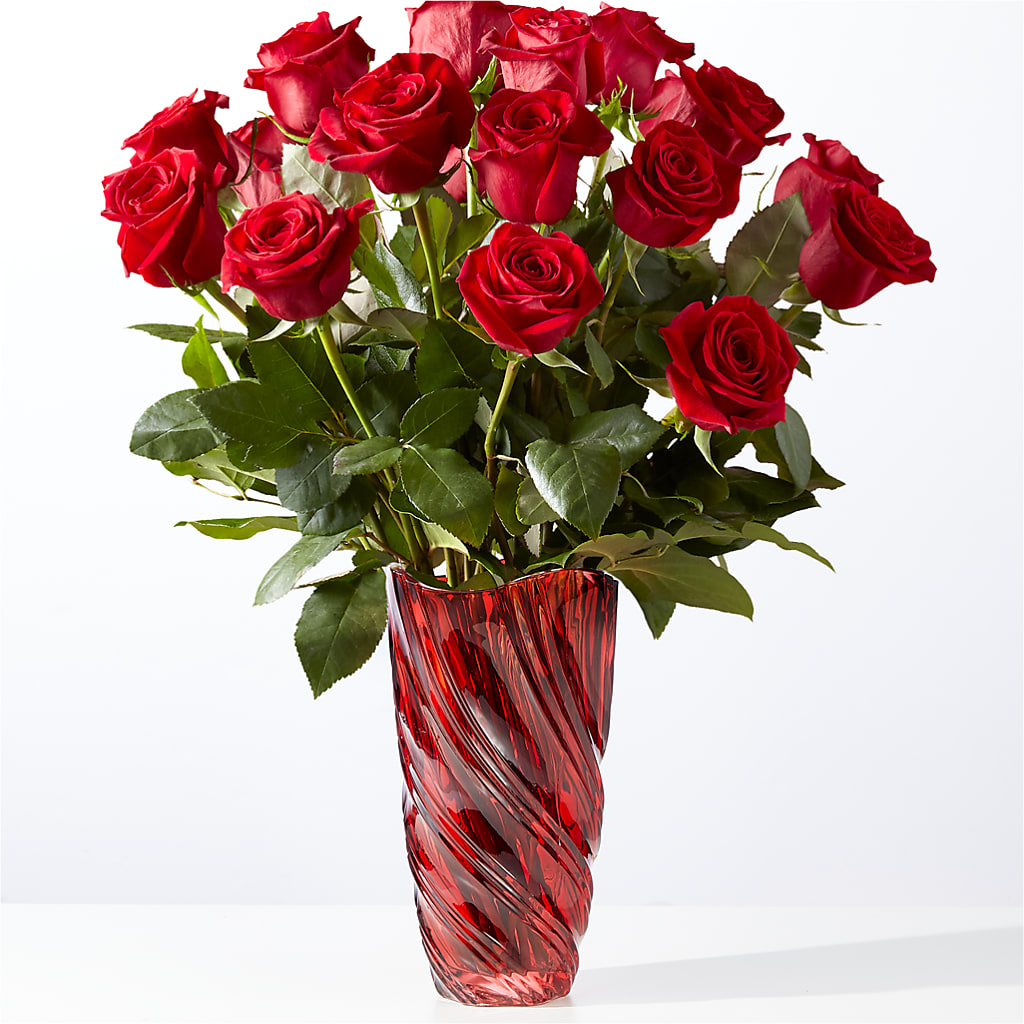 Classic Love Red Rose Bouquet with Luxe Swirl Vase – SYLVIA'S FLORIST, Antioch CA