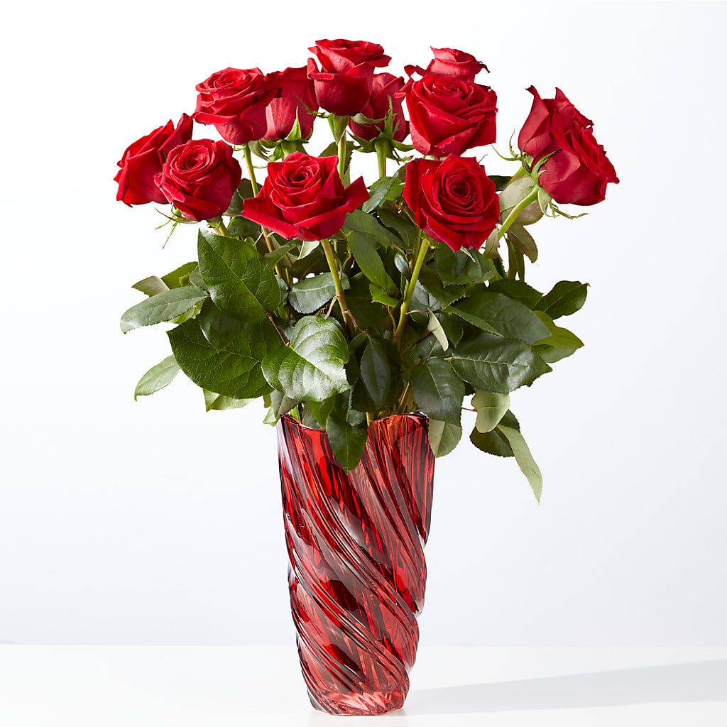 Classic Love Red Rose Bouquet with Luxe Swirl Vase – SYLVIA'S FLORIST, Antioch CA