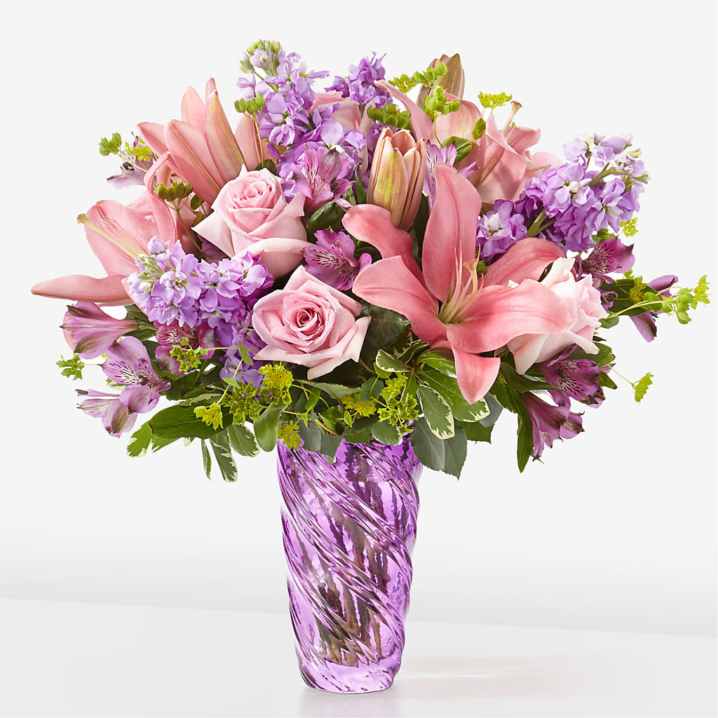 Precious Petals Bouquet with Luxe Swirl Vase – SYLVIA'S FLORIST, Antioch CA