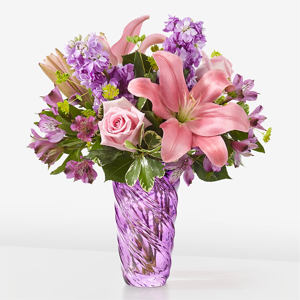 Precious Petals Bouquet with Luxe Swirl Vase – SYLVIA'S FLORIST, Antioch CA