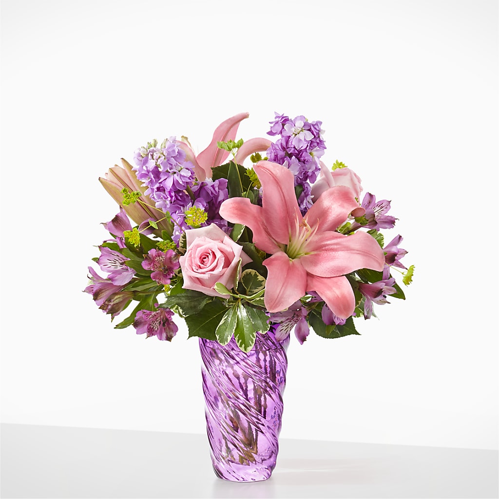Precious Petals Bouquet with Luxe Swirl Vase – SYLVIA'S FLORIST, Antioch CA