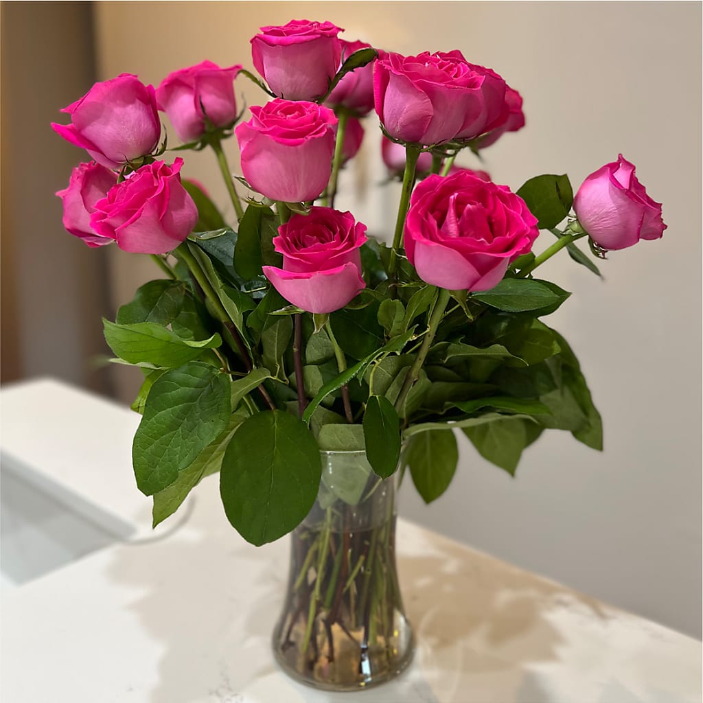 Long Stem Pink Rose Bouquet – SYLVIA'S FLORIST, Antioch CA