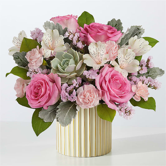 Dusty Rose Bouquet with Ivory Vase – SYLVIA'S FLORIST, Antioch CA