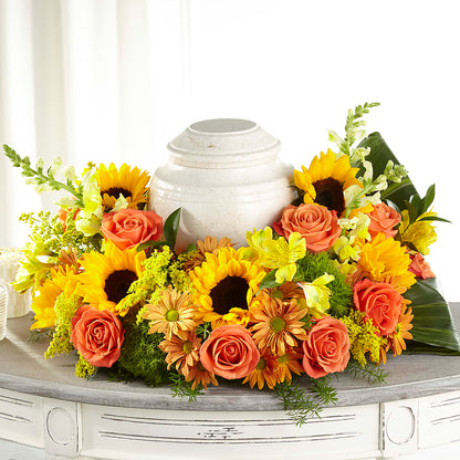 Faithful Sunflower Cremation Adornment – SYLVIA'S FLORIST, Antioch CA