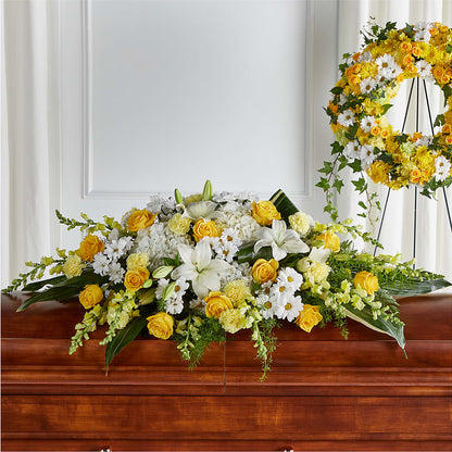 Golden Harmony Casket Spray – SYLVIA'S FLORIST, Antioch CA