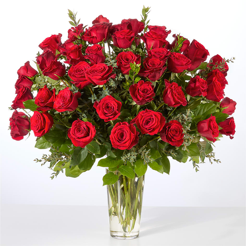 Forever Yours Fifty Stem Red Rose Bouquet – SYLVIA'S FLORIST, Antioch CA