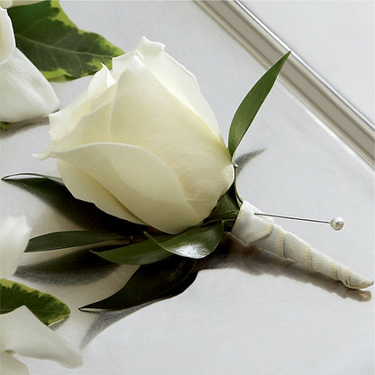 White Rose Boutonniere – SYLVIA'S FLORIST, Antioch CA