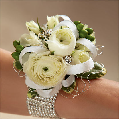 White Wedding Corsage – SYLVIA'S FLORIST, Antioch CA